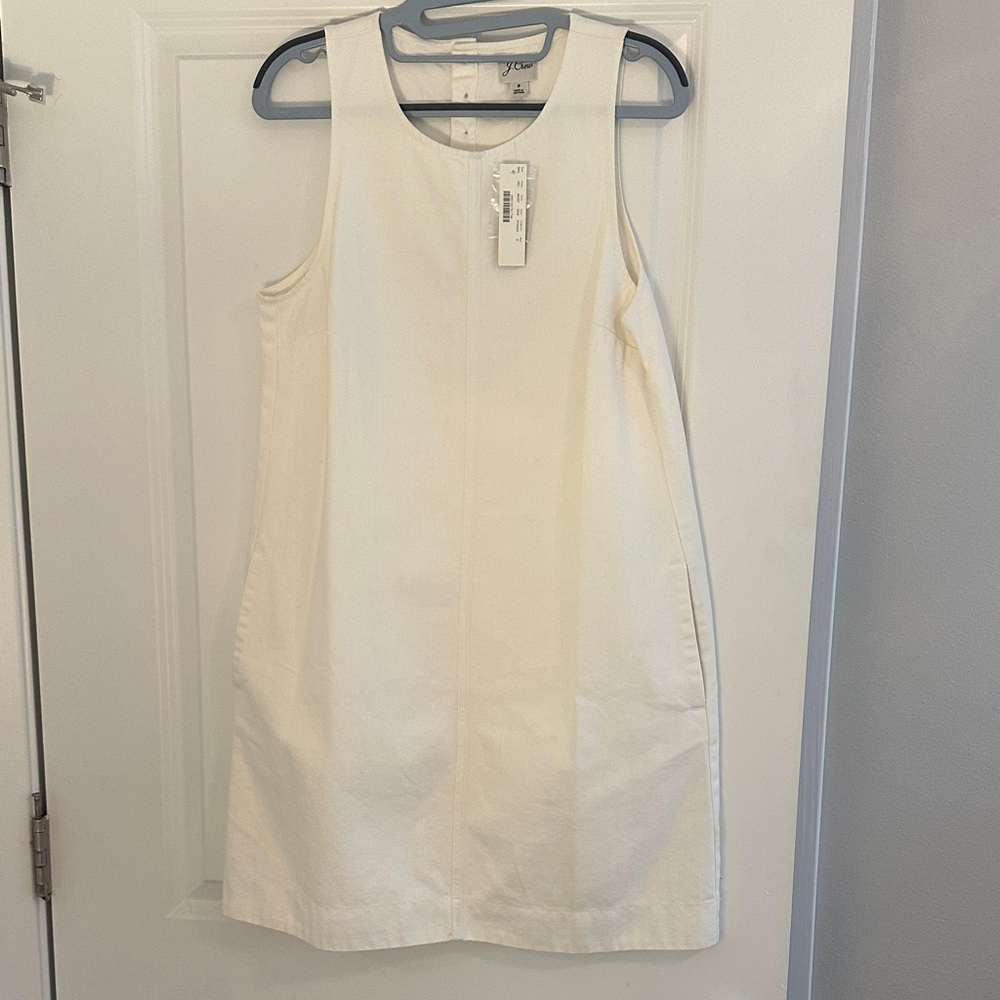 NWT J. Crew White Denim Sleeveless Mini Dress